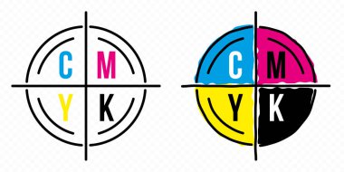 Yazdırma imleçleri biçiminde iki Cmyk simgesi