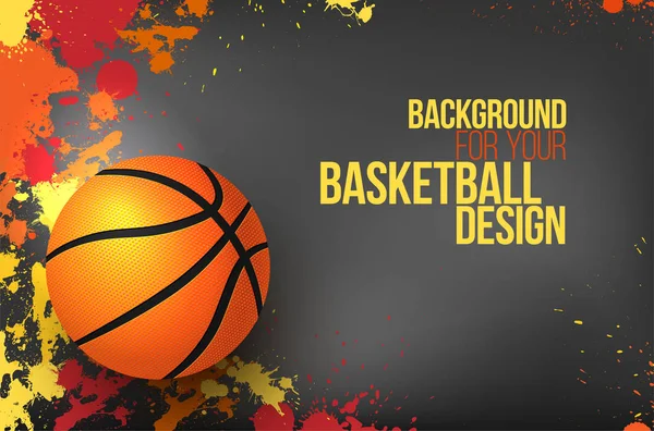 Hintergrund mit bunten Spritzern und Basketballball — Stockvektor