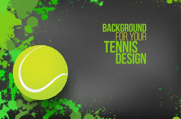 Hintergrund mit bunten Spritzern und Tennisball — Stockvektor