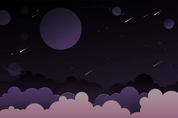 Cielo estrellado nocturno abstracto con nubes — Vector de stock