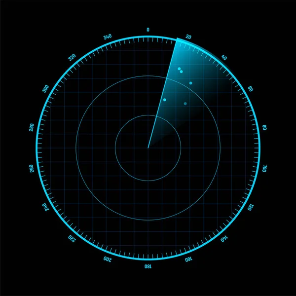 Abstract HUD interface element radar with targets detection on screen — Stock Vector