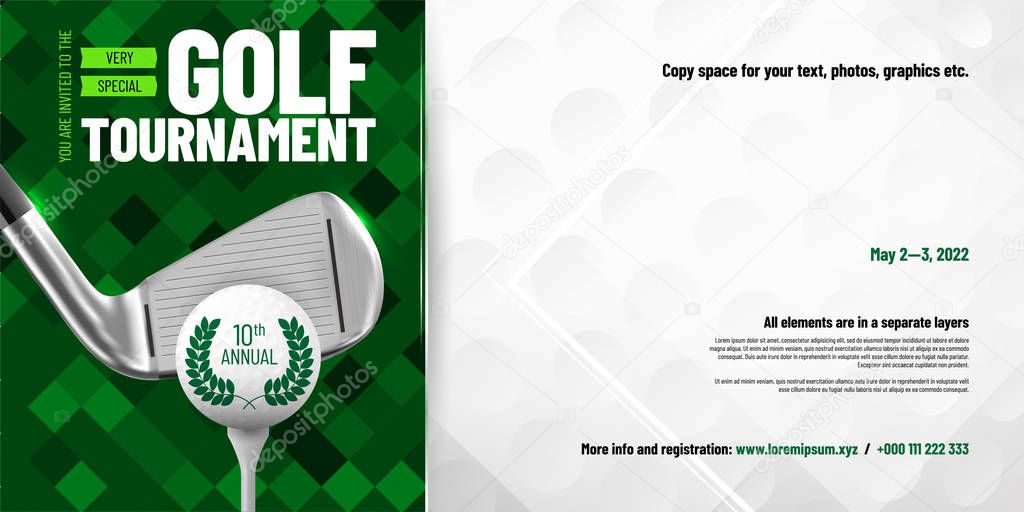 Template for your golf tournament invitation with sample text