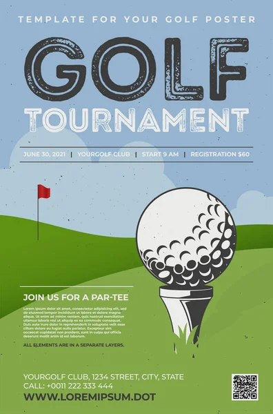 Retro stil affisch mall för golf turnering — Stock vektor