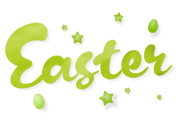 Inschrift Ostern Mit Sternen Und Eiern Auf Weißem Hintergrund Vektorillustration — Stockvektor