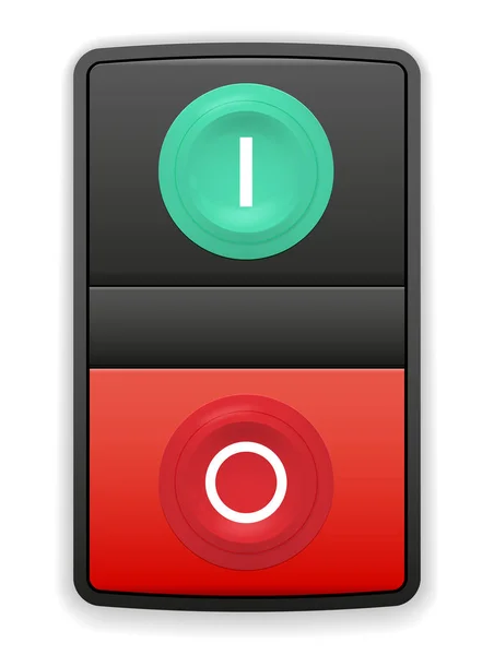 Green Red Switch Buttons Gray Body Shadow Isolated White Background — Stock Vector