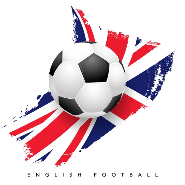 Grungy Σημαία Ηνωμένου Βασιλείου Μπάλα Ποδοσφαίρου Λευκό Φόντο Αγγλικά Σύμβολα — Διανυσματικό Αρχείο