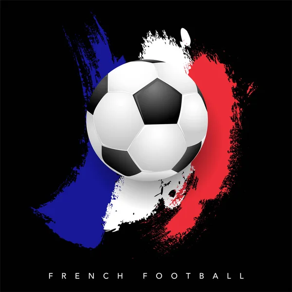 带有黑色背景足球的优雅的法国国旗 法国足球符号 矢量说明 — 图库矢量图片