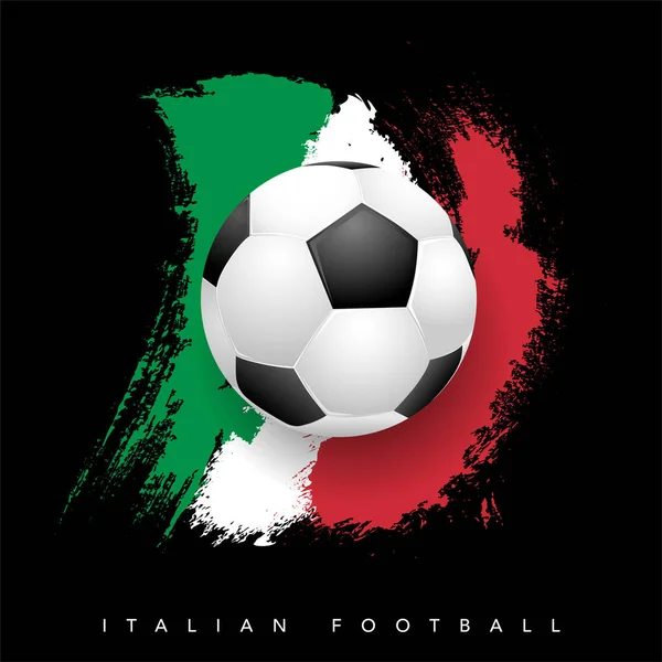 Bandeira Italiana Grungy Com Bola Futebol Fundo Preto Símbolos Futebol —  Vetores de Stock