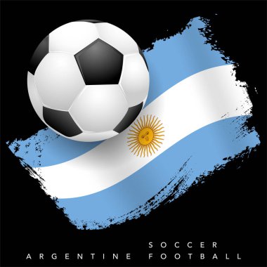 Arjantin futbol topunun siyah arka planda, Arjantin futbol sembolleri. Vektör illüstrasyonu.