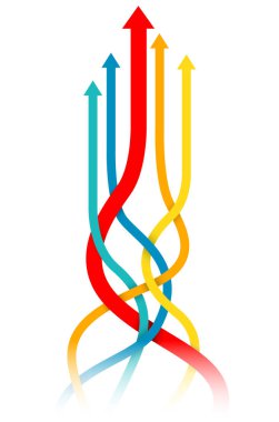 Beyaz arkaplanda yukarı doğru izole edilmiş çok renkli oklar grubu - vektör illüstrasyonu