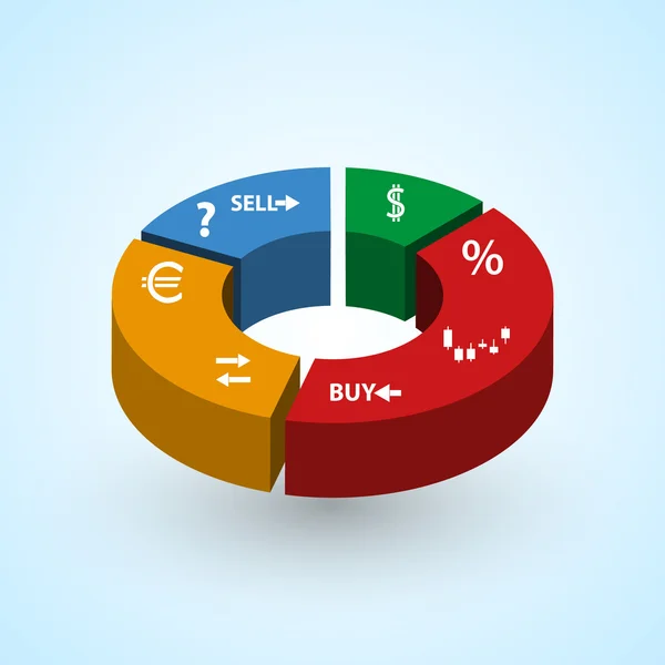 Infographics szimbólumok nagy színes 3d kör grafikon részei eps10 — Stock Vector