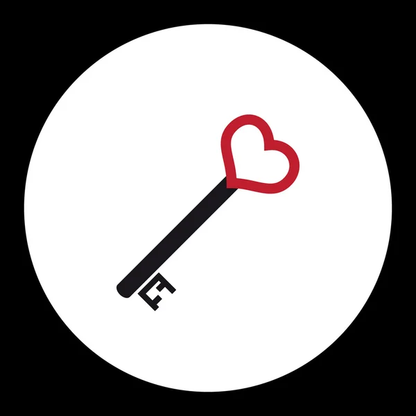 Черный над красным изолирован простой старый ключ от двери с значком сердца eps10 — стоковый вектор