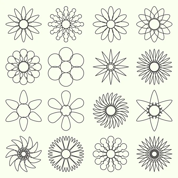 シンプルなレトロな小さな花をアウトライン記号 eps10 の設定します。 — ストックベクタ