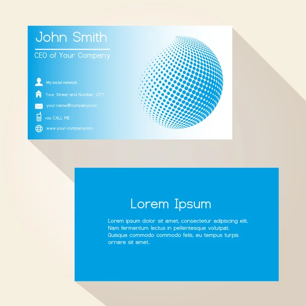 Esfera abstracta azul de puntos diseño de tarjetas de visita eps10 — Vector de stock