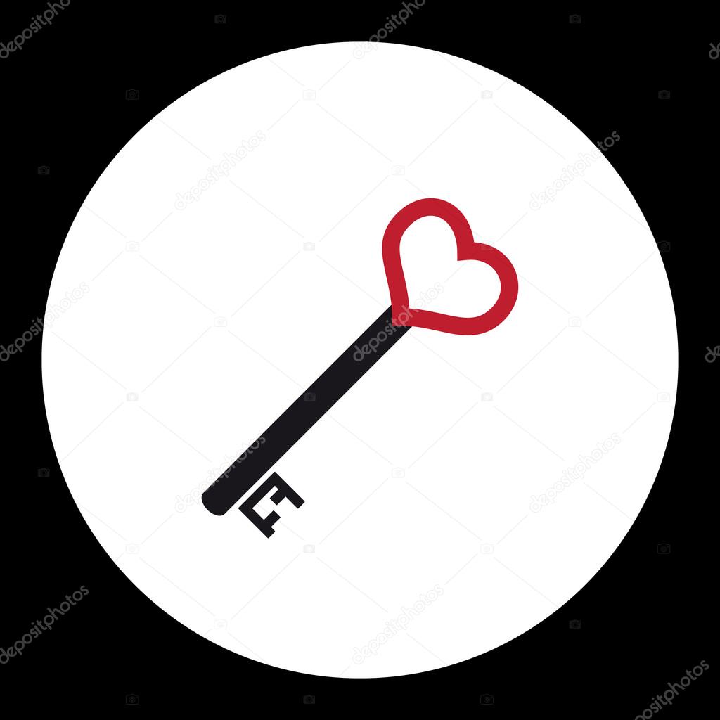 black nad red isolated simple old door key with heart icon eps10