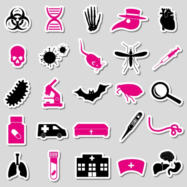 Plague and disease theme simple stickers collection eps10 — Stock Vector