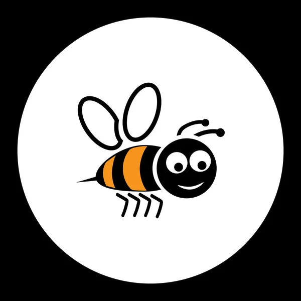 Simple black smiling happy bee icon eps10 — Stock Vector