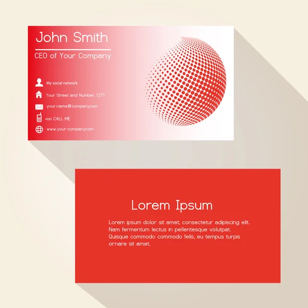 Esfera abstracta roja de puntos diseño de tarjetas de visita eps10 — Vector de stock