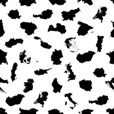 Tüm Avrupa Birliği ülkeleri koleksiyonu seamless modeli eps10 basit siyah haritalar