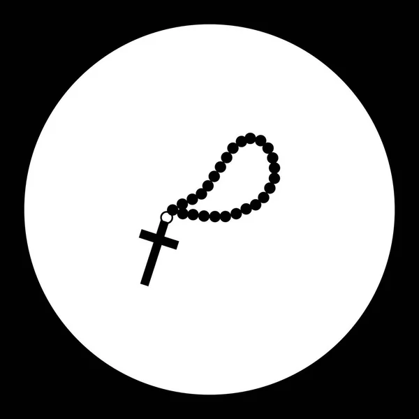 Preto isolado religião cruz e rosário símbolo simples ícone eps10 — Vetor de Stock