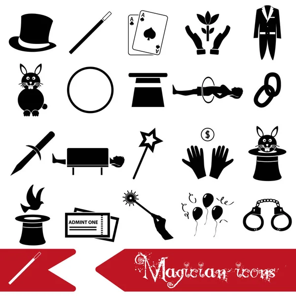 Mago y magia tema conjunto de iconos eps10 — Archivo Imágenes Vectoriales