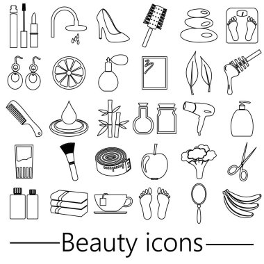 Güzellik Tema büyük kümesi çeşitli anahat simgeleri eps10