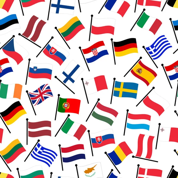 Простые цветные искривленные флаги всех стран Европейского союза без швов eps10 — стоковый вектор