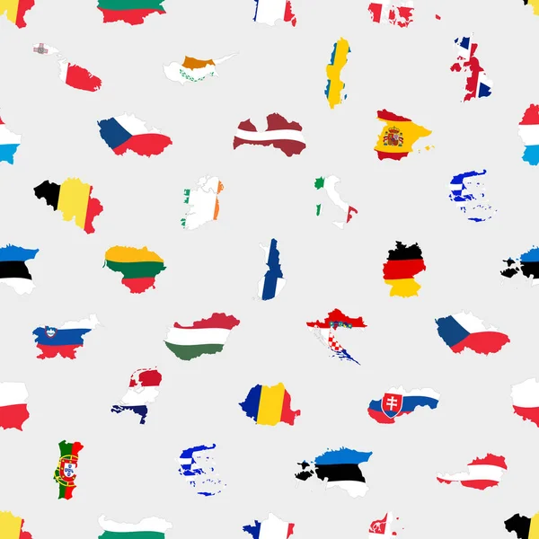 Banderas de color simples todos los países de la unión europea como mapas patrón sin costura eps10 — Vector de stock