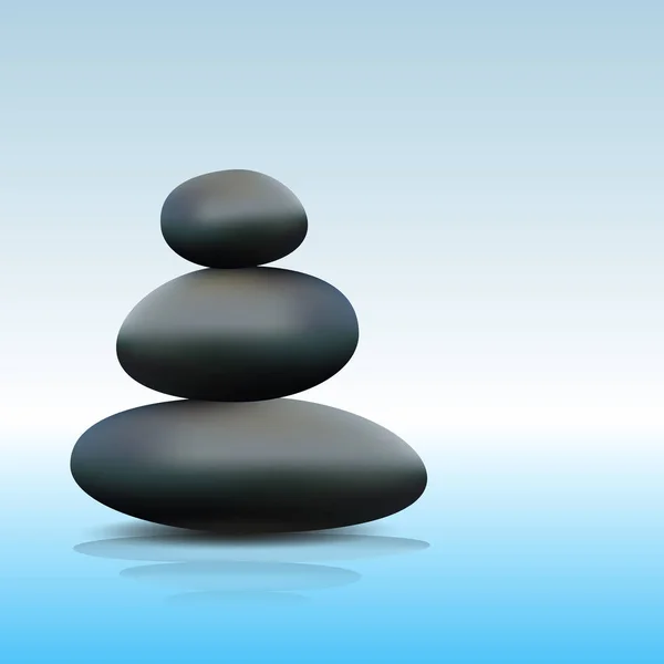 Zen-Stein im japanischen Stil auf blauem Wasser, das Eps10 reflektiert — Stockvektor
