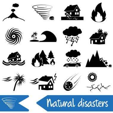 various natural disasters problems in the world icons eps10 clipart