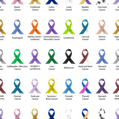 cancer awareness various color and shiny ribbons for help in lines pattern eps10 clipart