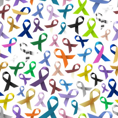 cancer awareness various color and shiny ribbons for help seamless pattern eps10 clipart