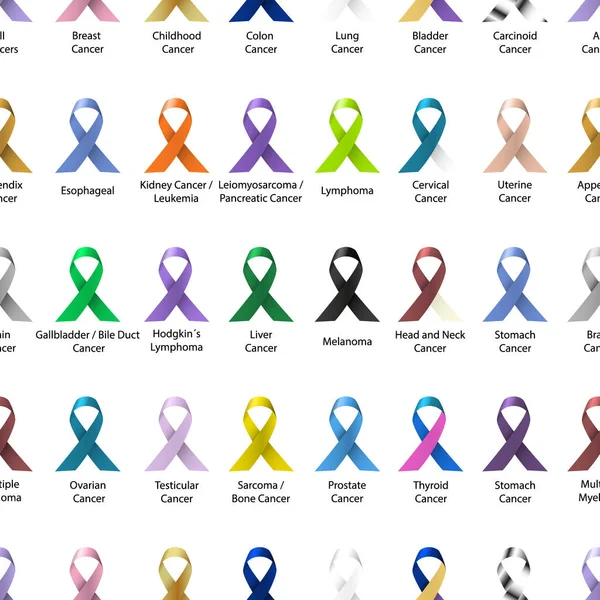Kanker bewustzijn verschillende kleur en glimmende linten voor helpen bij lijnen patroon eps10 — Stockvector