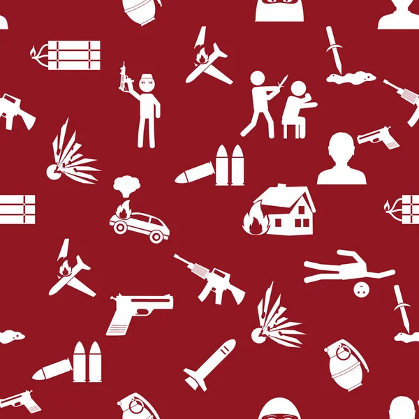 Terrorismo tema conjunto de icono simple rojo patrón sin costura eps10 — Archivo Imágenes Vectoriales