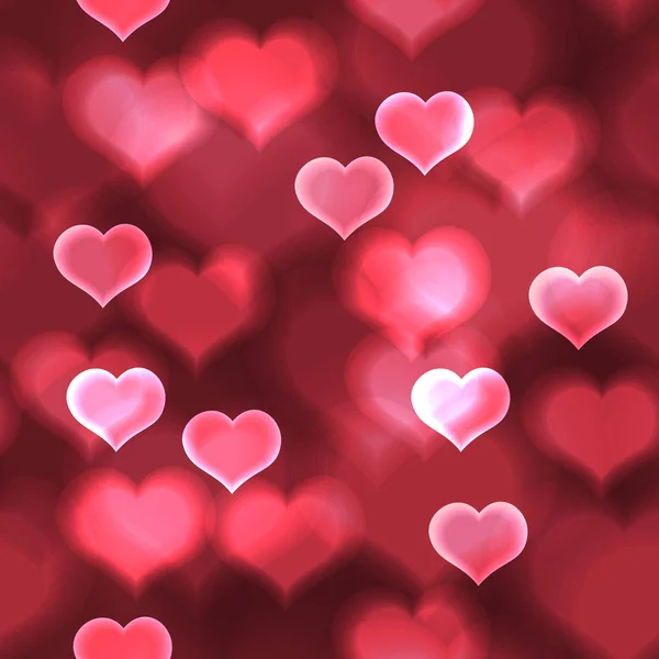 Abstrato vermelho brilhante amor coração luzes bokeh valentine padrão eps10 —  Vetores de Stock
