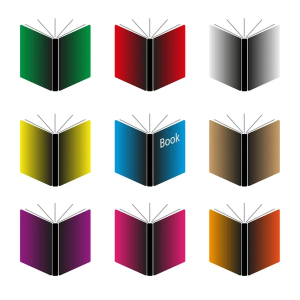 Различные цвета открытой книги простых значков набора eps10 — стоковый вектор