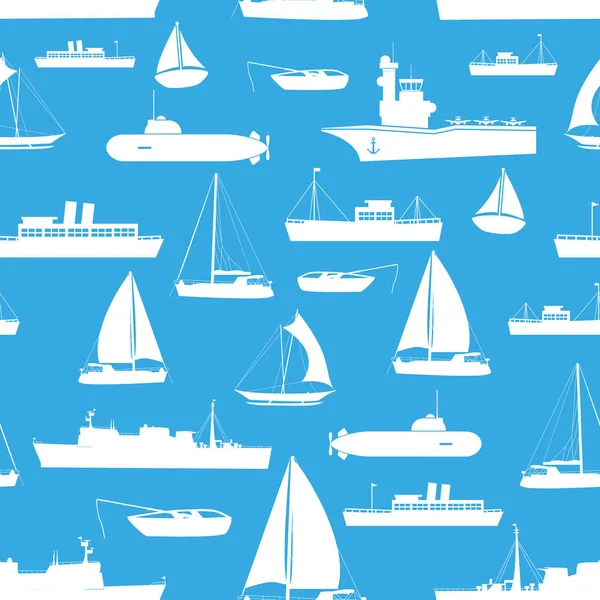 Various transportation navy ships icons seamless blue pattern eps10 — Stock Vector