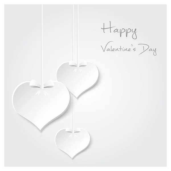 White valentine hearths from paper hanging and happy valentines day eps10 — Stock Vector