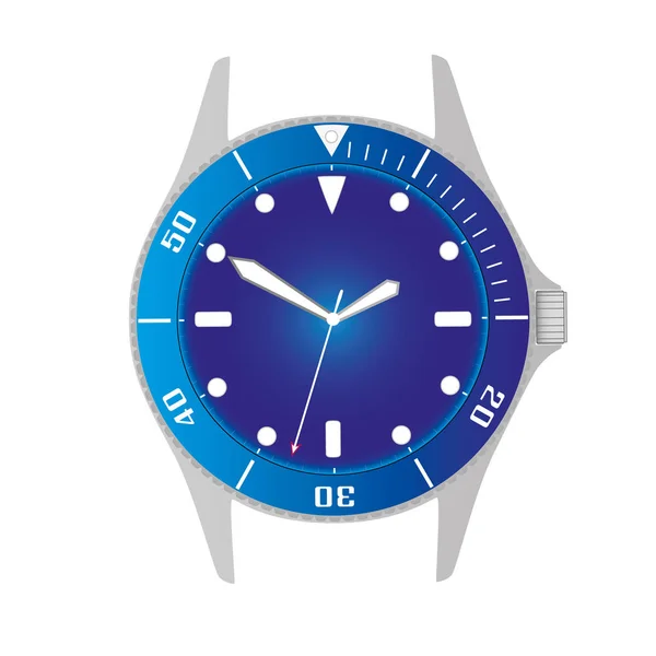 シンプル モダンなスポーツ ・ ダイバー ブルー腕時計ケースのスタイルし、オブジェクト eps10 をダイヤル — ストックベクタ