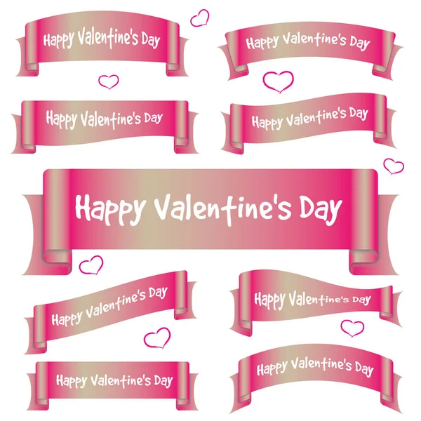 Pink valentine day curved ribbon banners eps10 — Stock Vector