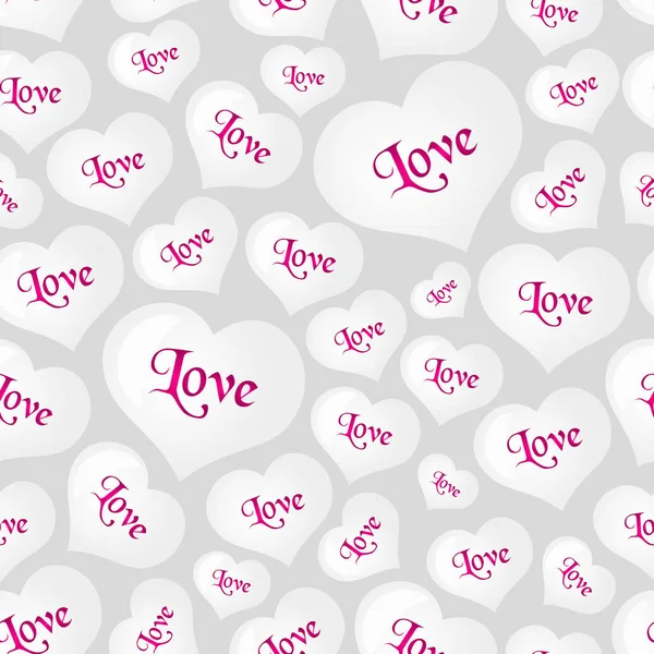 Balões de hélio branco forma do coração para o amor e padrão sem emenda valentine eps10 — Vetor de Stock