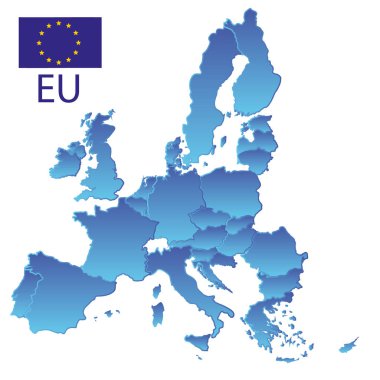 basit bir mavi harita sınırları eps10 ile tüm Avrupa Birliği ülkelerinde