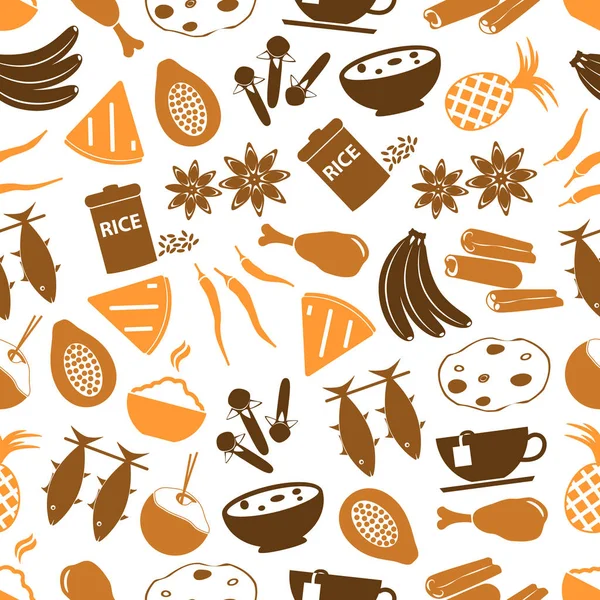 Indian food theme set of simple icons seamless pattern eps10 — Stock Vector