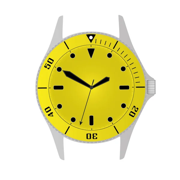 Simple deporte moderno buceadores estilo caja del reloj amarillo y marcar el objeto eps10 — Vector de stock