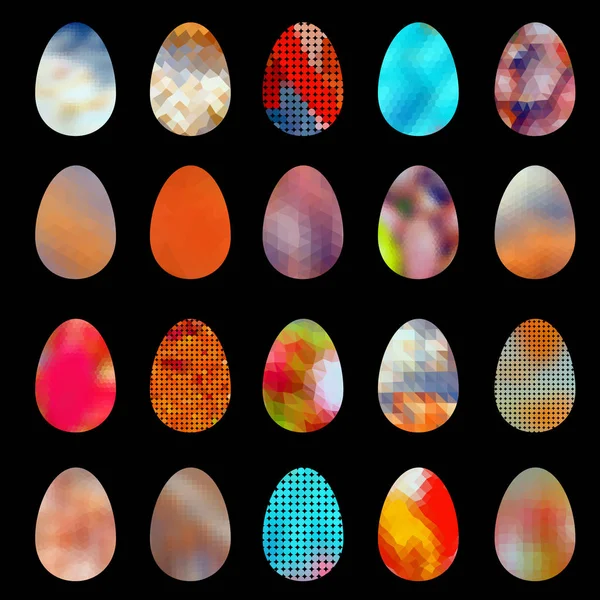 Vários ovos de Páscoa coloridos design baixa coleção de polígonos eps10 — Vetor de Stock