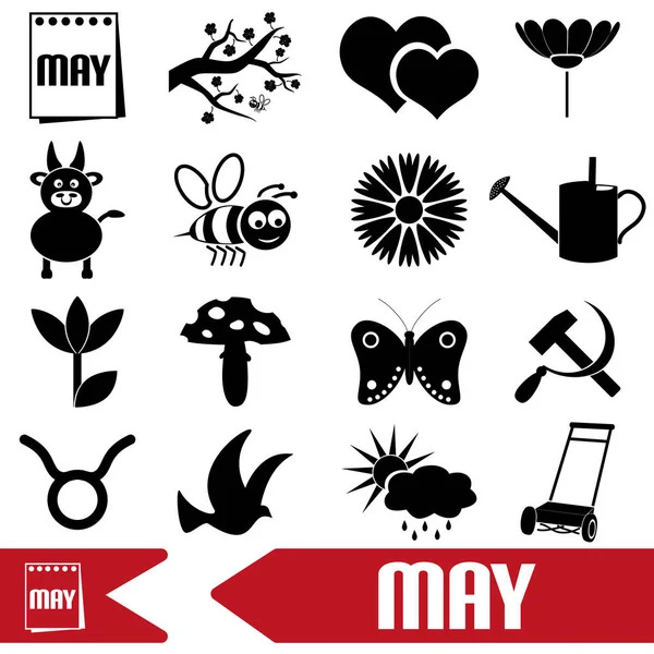 May month theme set of simple icons eps10 - Stok Vektor