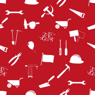 Uluslararası işçi veya İşçi Bayramı gün Tema simgeleri seamless modeli eps10