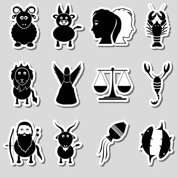 Sterrenbeelden voor astrologie set van tekenfilm dieren stickers eps10 — Stockvector