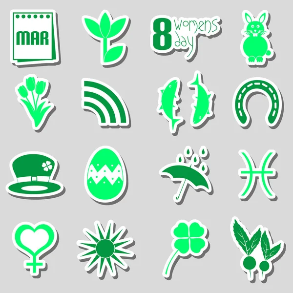 Maart maand thema set van eenvoudige stickers eps10 — Stockvector