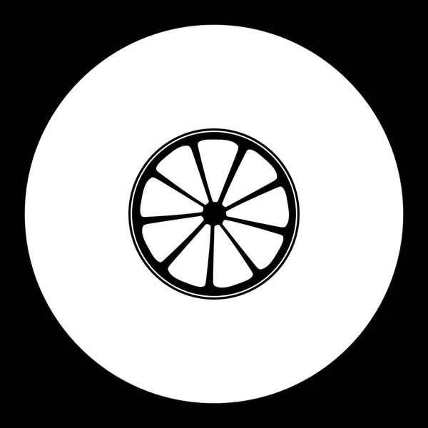 Slice of lemon or orange fruit simple black isolated icon eps10 — Stock Vector